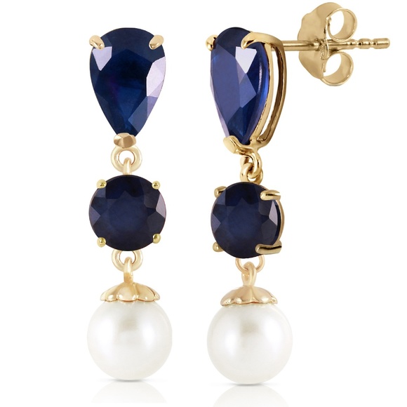 GOLD CHANDELIER EARRING WITH SAPPHIRES & PEARLS